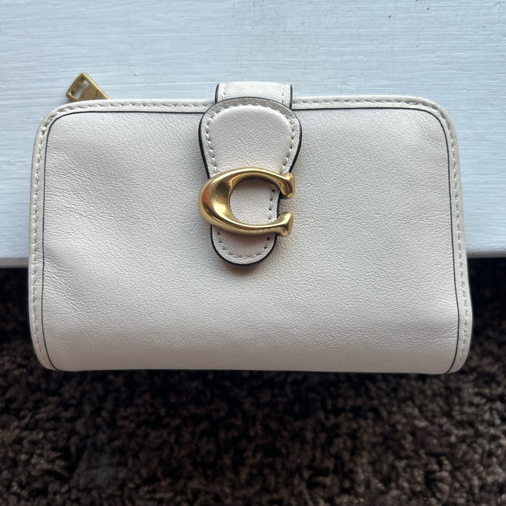 Coach Cream Wallet with Gold Accent
